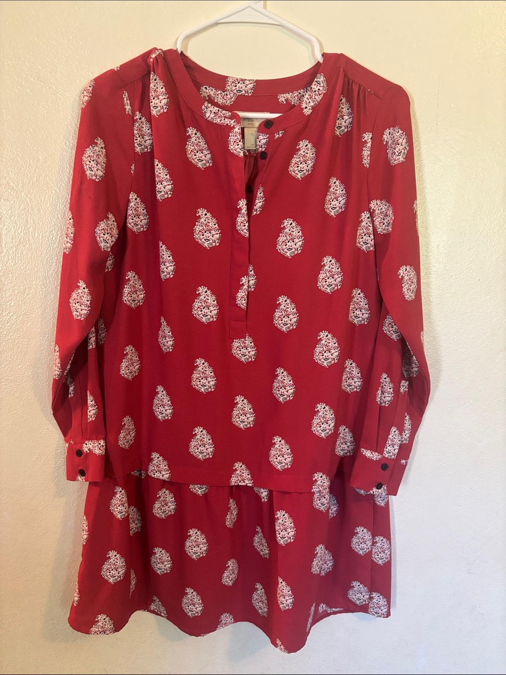 Loft Rust Red Floral Drop-Waist Tunic Dress